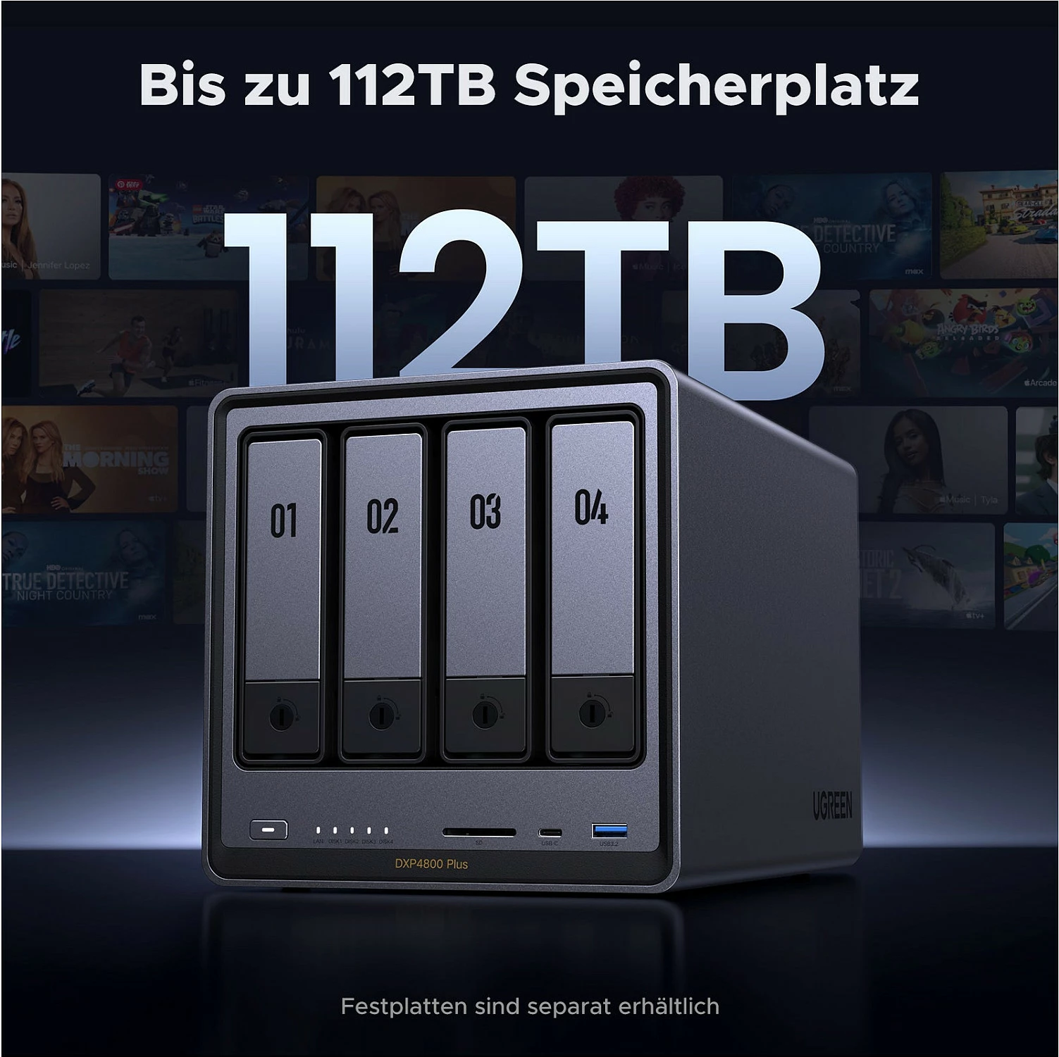 NAS Ugreen NASync DXP4800 Plus, Intel Pentium Gold 8505, 8GB DDR5, 2.5/10GbE, gri e errët