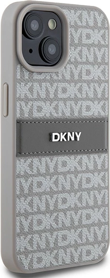 Mbështjellës DKNY Mono Stripe & Metal Logo për iPhone 15/14/13, 6.1", Bezhe