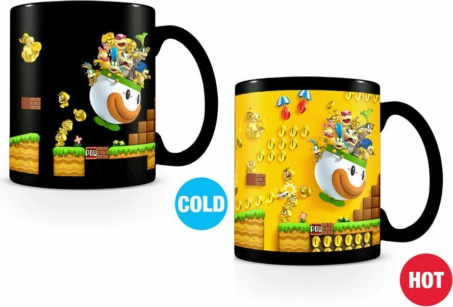 Mug Pyramid Super Mario Gold Coin Rush 325 ml termo-ndjeshme, e zezë