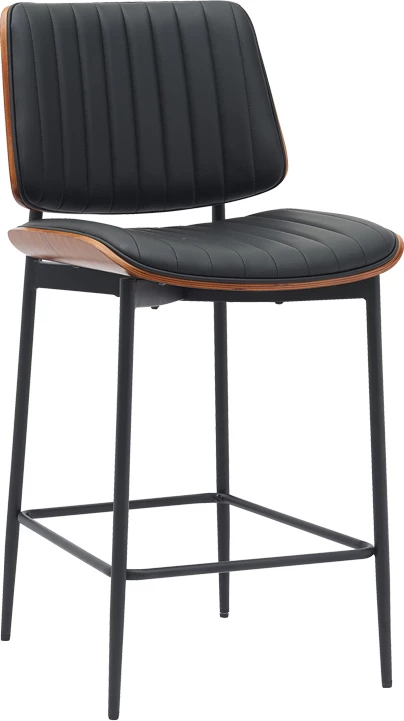 Karrige për bar Kathy, ngjyrë e zezë, dru arre, metal, 48.5x52.5x96cm