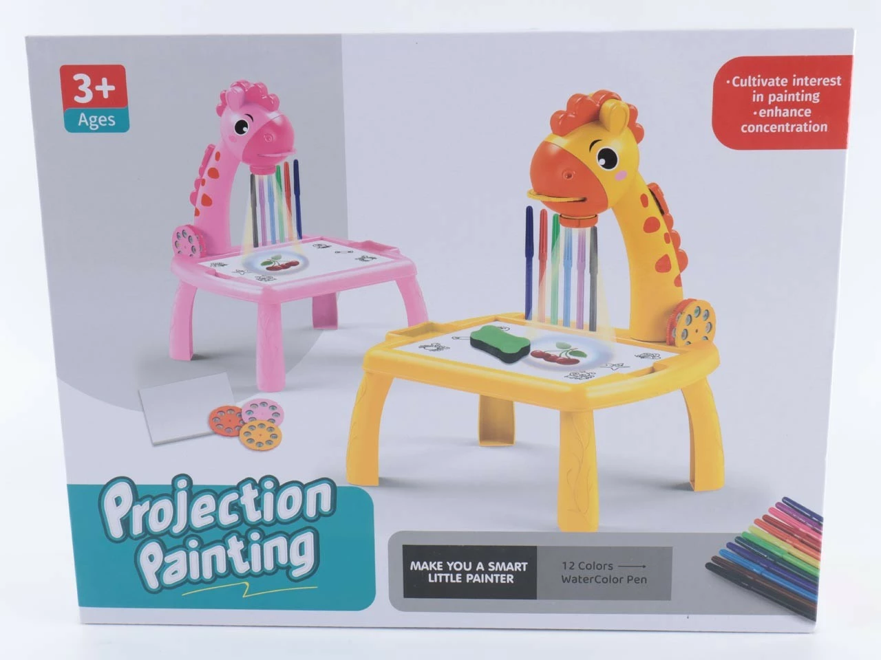 Projektor vizatimi për fëmijë Madej Giraffe, 12 ngjyra, plastikë
