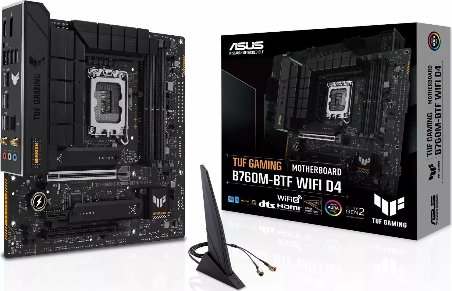 Pllakë amë Asus TUF Gaming B760M-BTF WIFI D4, mATX, DDR4, WiFi 6, 2.5GbE, e zezë