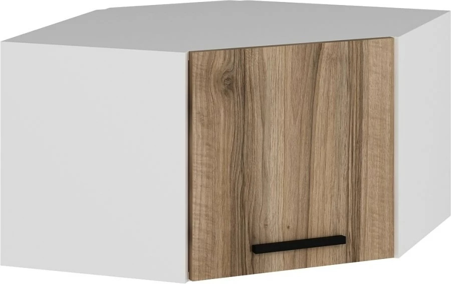 Dollap këndor për mur, ngjyrë e bardhë dhe dore, Skye Decor