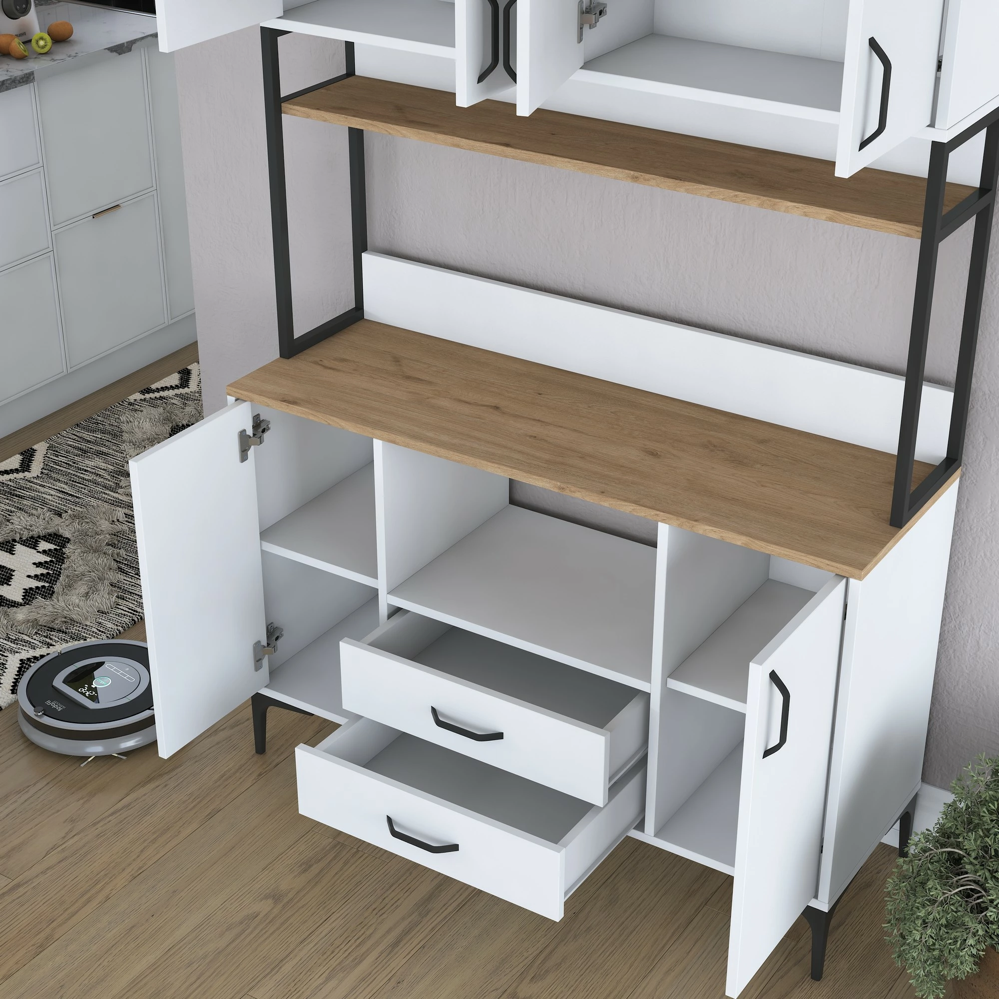 Dollap multifunksional Skye Decor, ngjyrë arre dhe e bardhë, JE169 - 3400