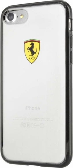 Mbështjellës Ferrari FEHCP7BK për iPhone 7/8/SE 2020/SE 2022, Racing Shield, i zi/transparente