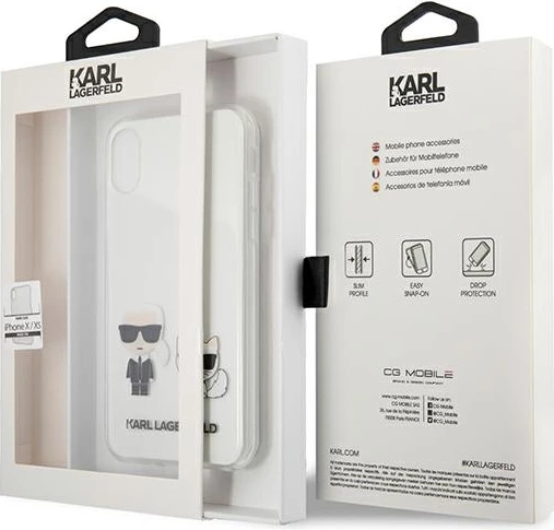 Mbështjellës Karl Lagerfeld Karl & Choupette për iPhone XS Max, Transparent