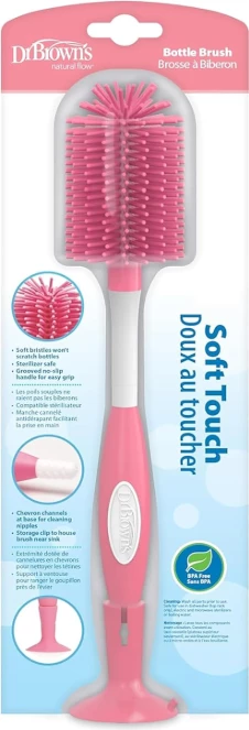 Furçë për pastrimin e biberonave Soft Touch Dr. Brown's, rozë