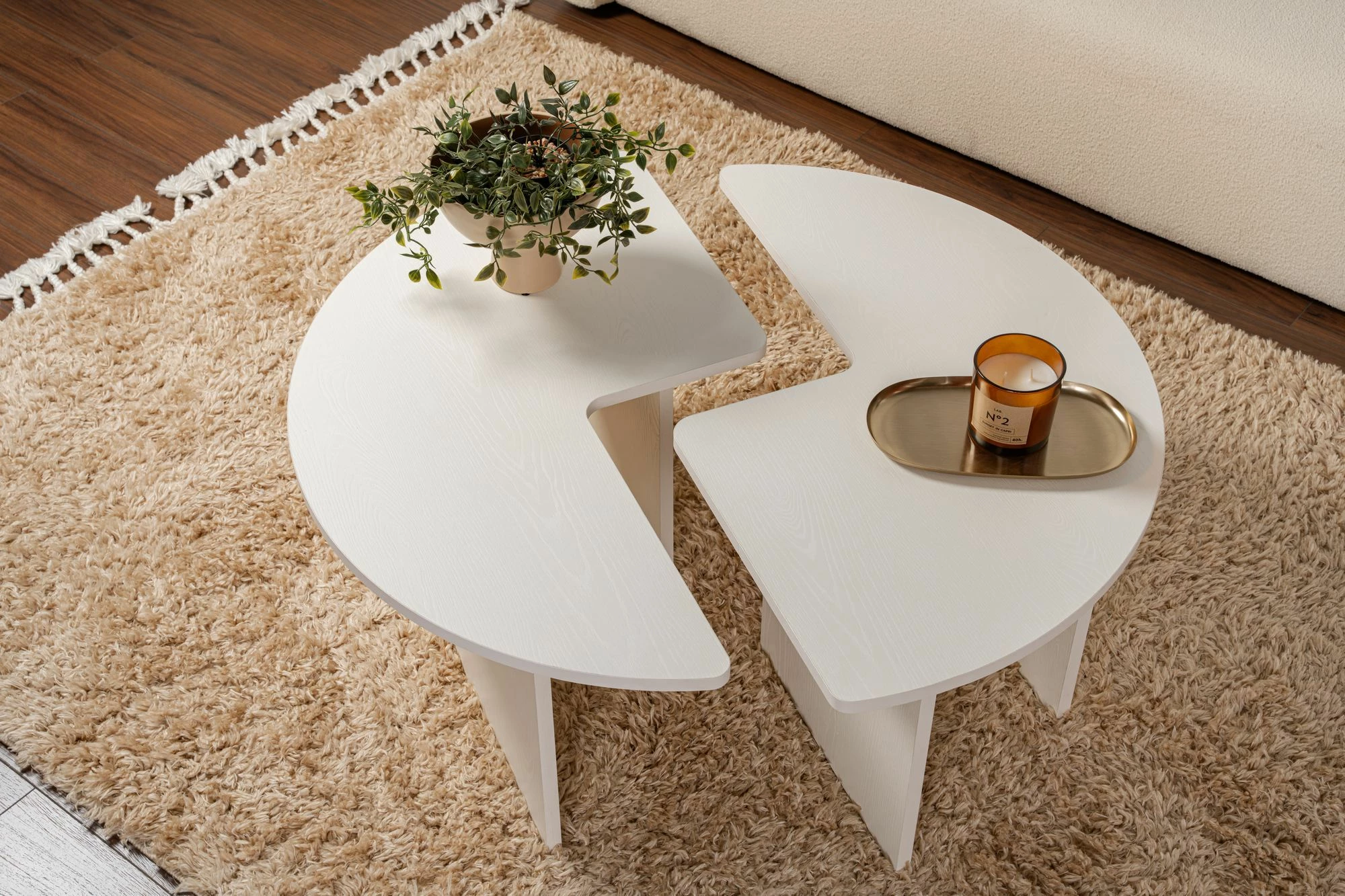 Tavolinë e ulët Nordure, Moira, ngjyrë dru e bardhë