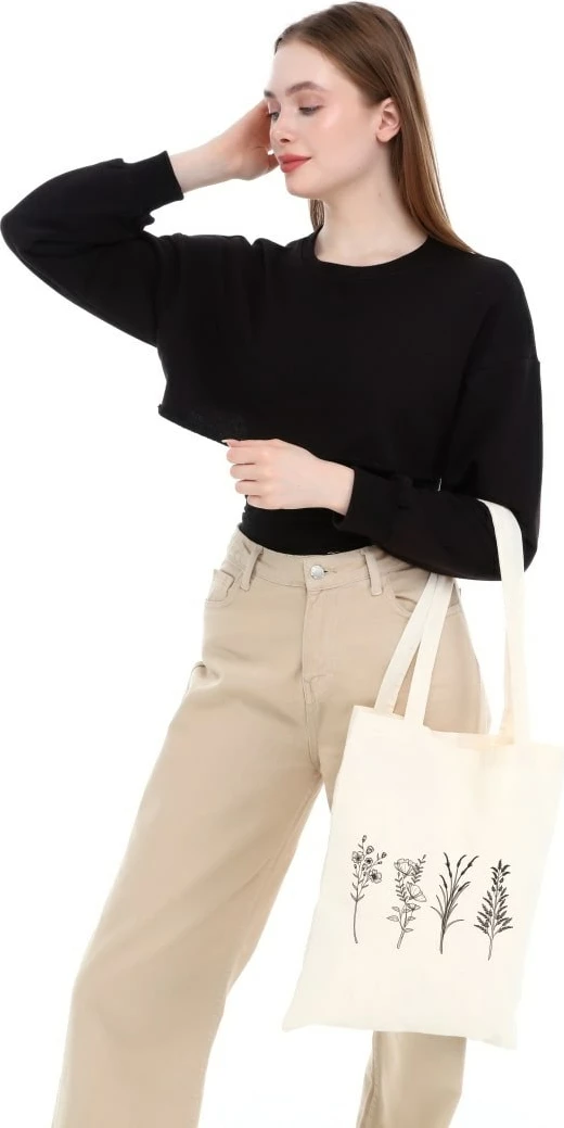 Torbë tote Zoozie Bags, krem, 35x40cm