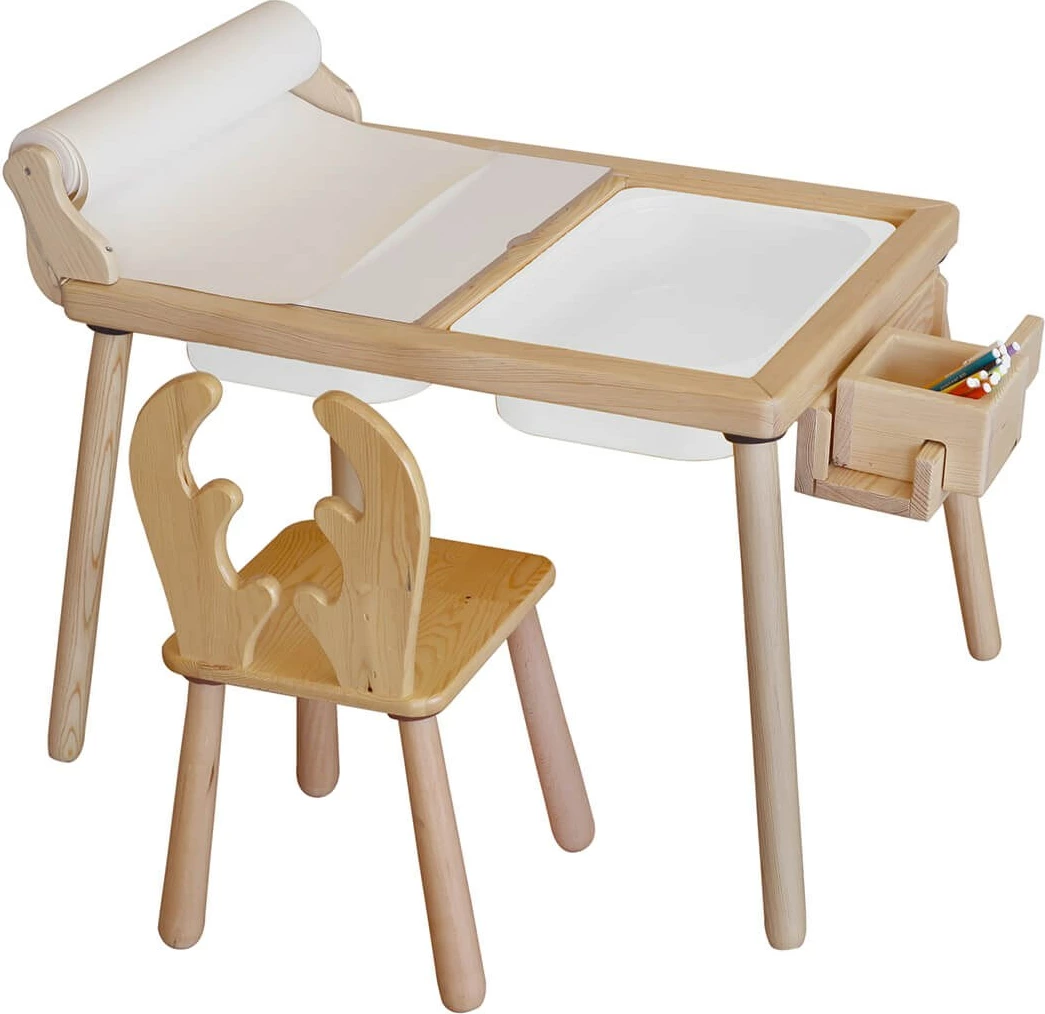 Set tavoline me karrige për fëmijë, Skye Decor, ngjyrë e bardhë