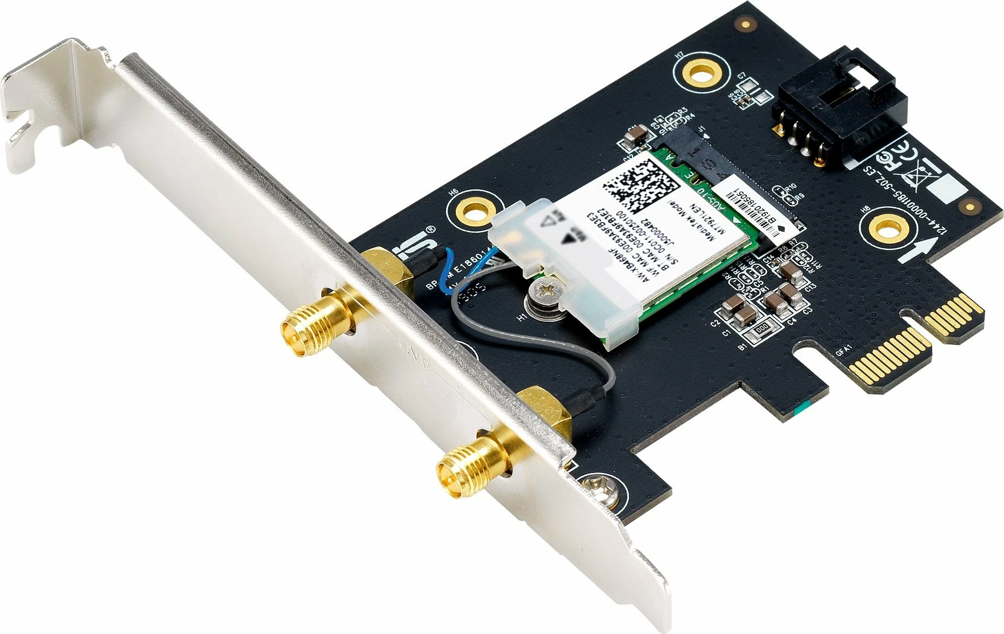 Kartë rrjeti Asus PCE-BE6500 Wi-Fi 7 PCIe tri-band, Bluetooth 5.4, e zezë, me 2 antena