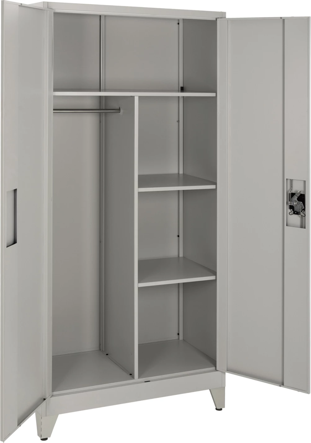 Dollap metalik me këmbë CLOD FH11981 2-dyer me ndarje, ngjyrë gri e lehtë, 90x40x190H cm
