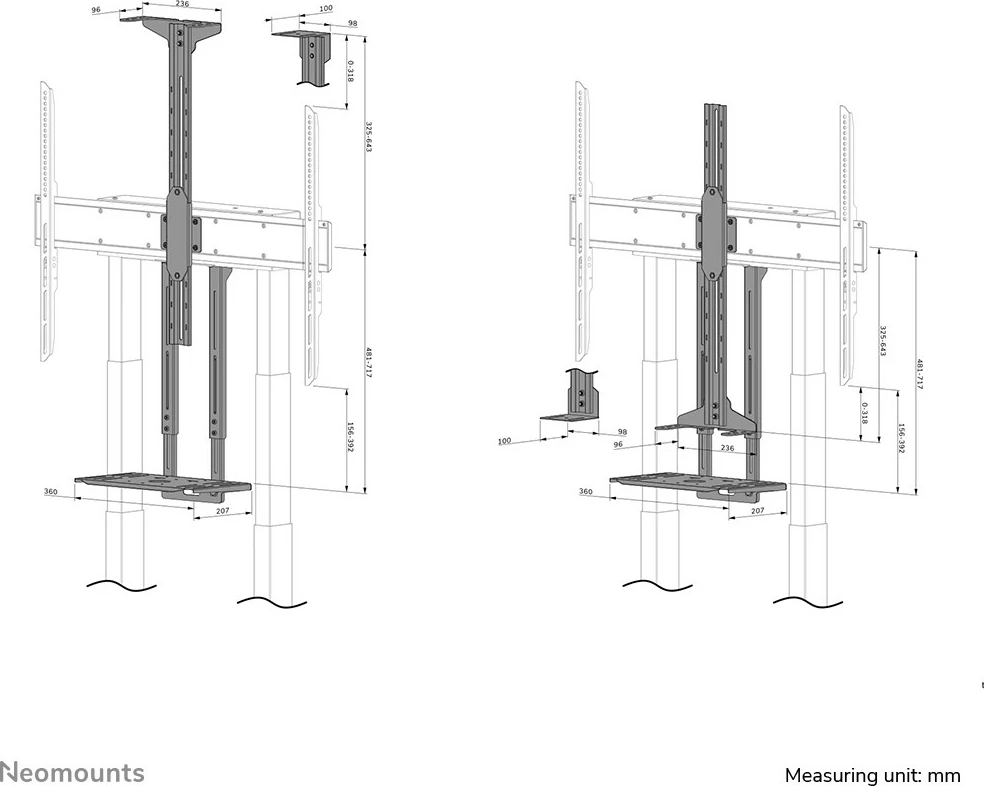 Kit multimedia Neomounts AFL-875BL1, universal, raft, ngjyrë e zezë