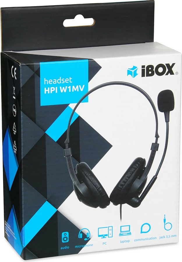 Kufje zyre me mikrofon iBOX SHPIW1MV, 3.5 mm, të zeza