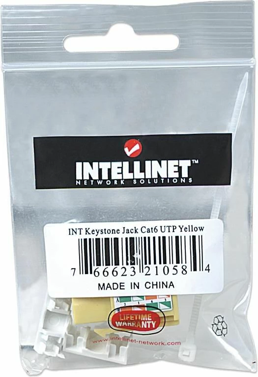 Modul keystone RJ45 UTP Cat6 Intellinet Network Solutions 210584, i verdhë