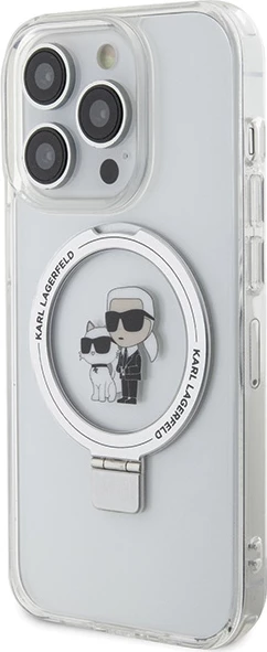 Mbështjellës Karl Lagerfeld Ring Stand Karl&Choupette MagSafe për iPhone 13 Pro/13, i bardhë