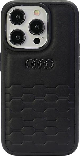 Mbështjellës Audi GT Synthetic Leather për iPhone 15 Pro, i zi