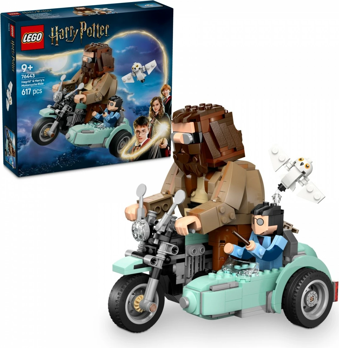 Set LEGO Harry Potter 76443, Motoçikletë me anësore Hagrid & Harry, 617 pjesë, plastikë