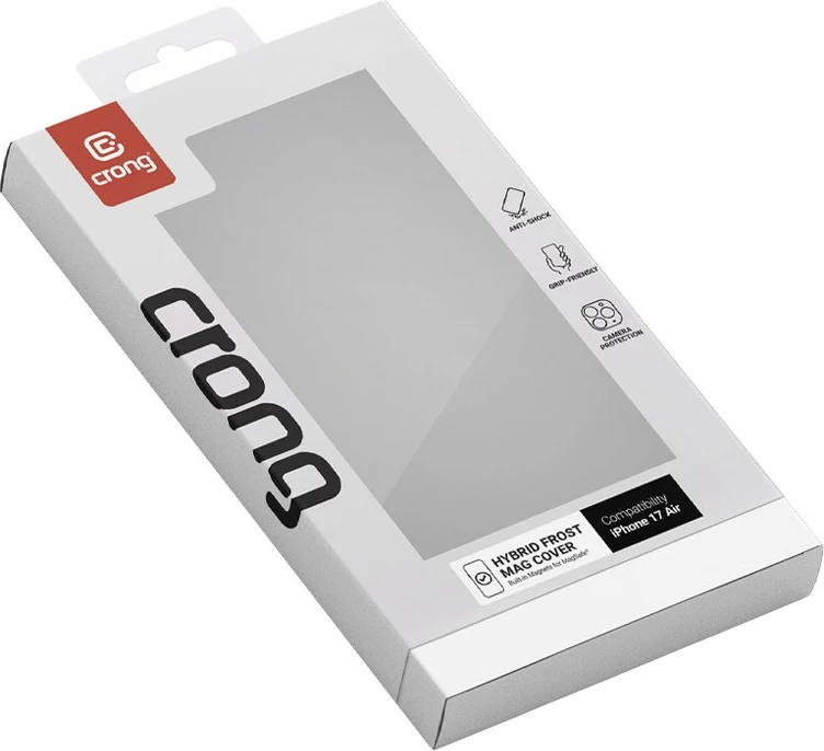 Mbështjellës telefoni CRONG Hybrid Frost MAG Cover CRGHFMIP1766ABLK, MagSafe me 37 magnetë N52, polikarbon, për iPhone Air, e zezë