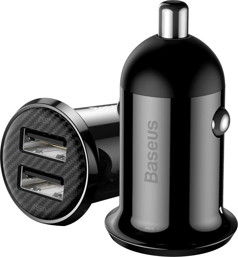 Mbushës për veturë Baseus Grain Pro me 2x USB, ngjyrë e zezë