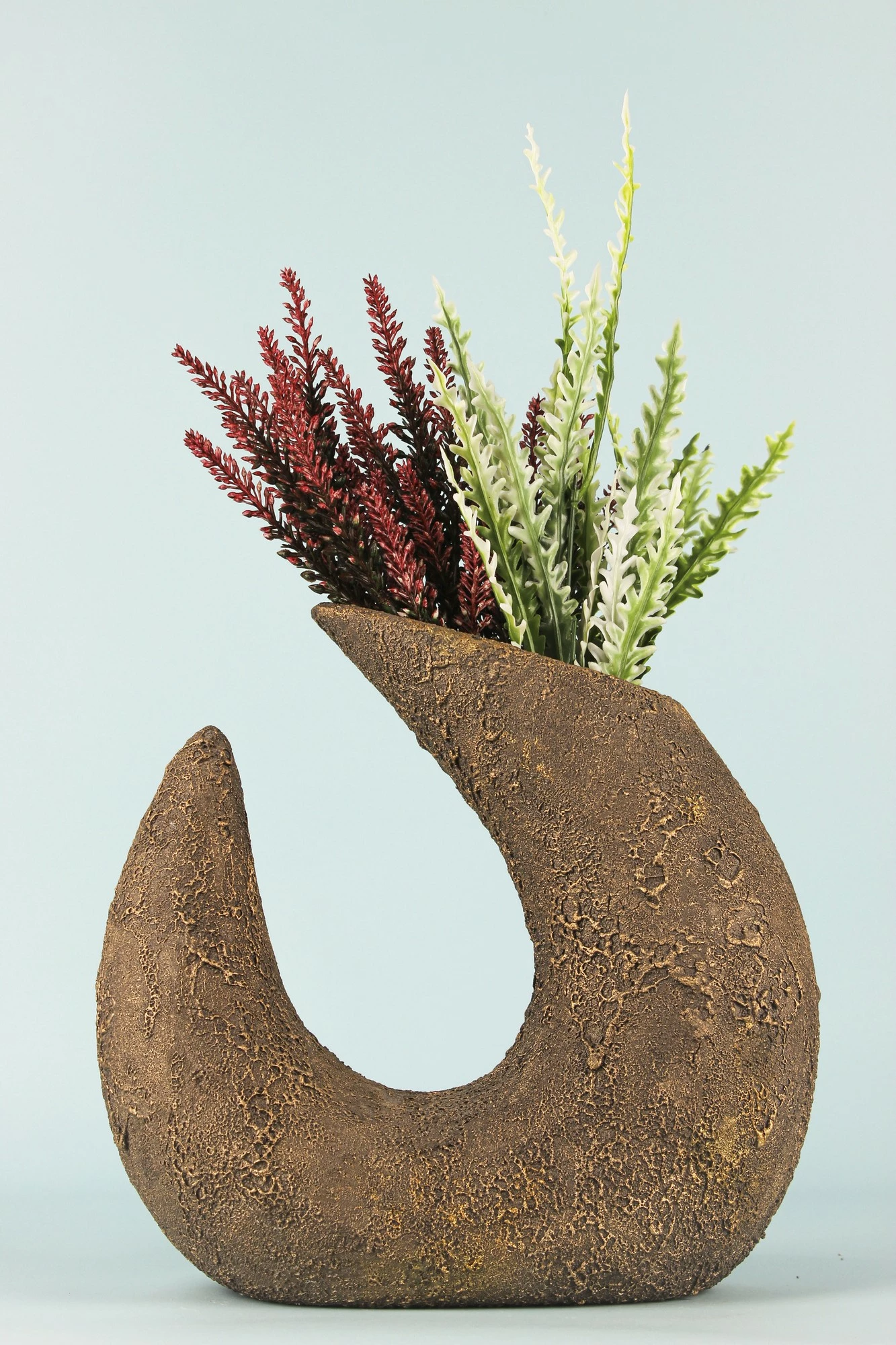 Vazo dekorative, qeramike, ngjyrë kafe, dorë-pikturuar, BK002, 27x27cm