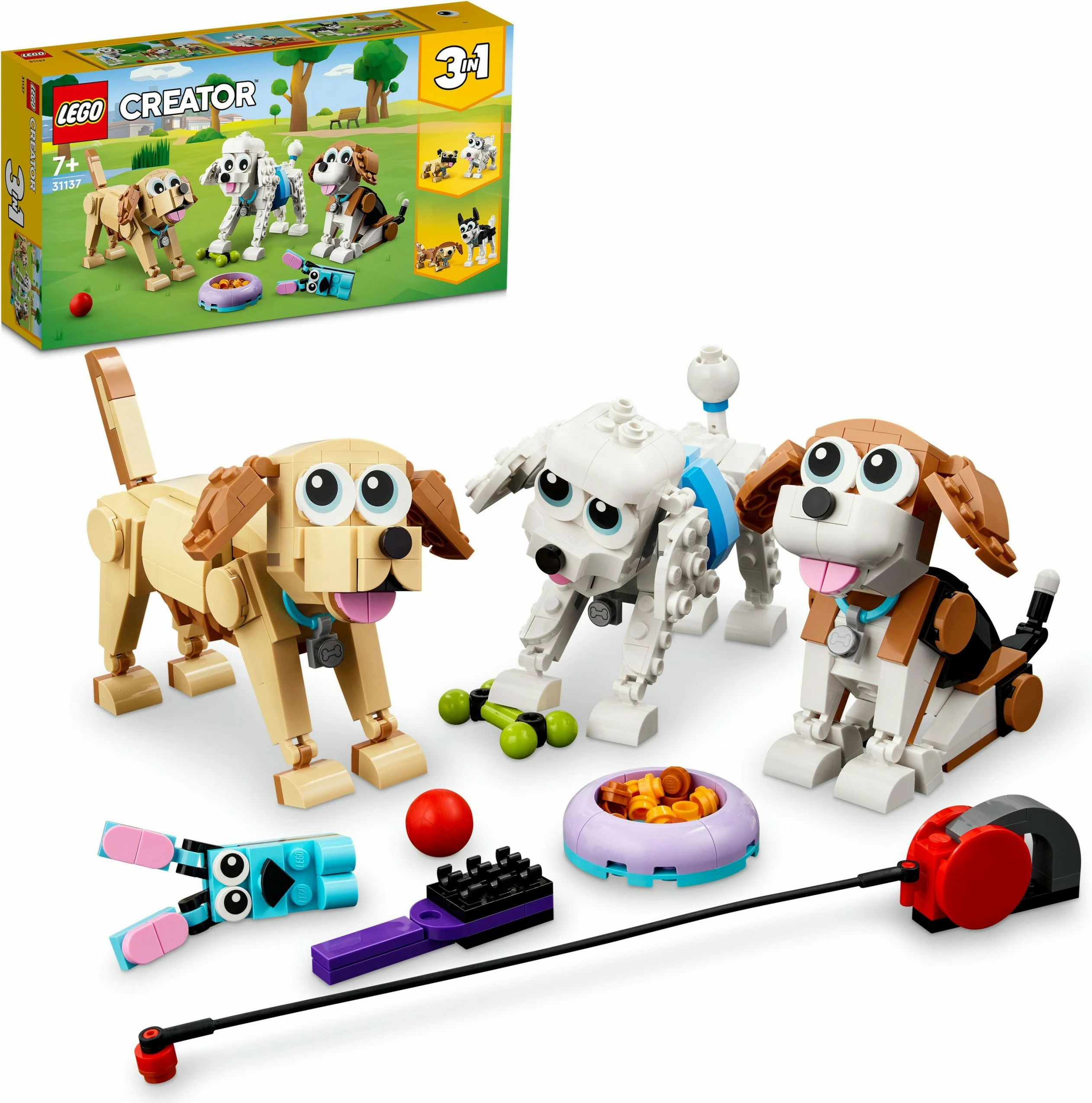 Set ndërtimi LEGO Creator 3-in-1 Adorable Dogs 475 pjesë, shumëngjyrësh