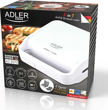 Toster për sanduiçe Adler AD 3070W, i bardhë