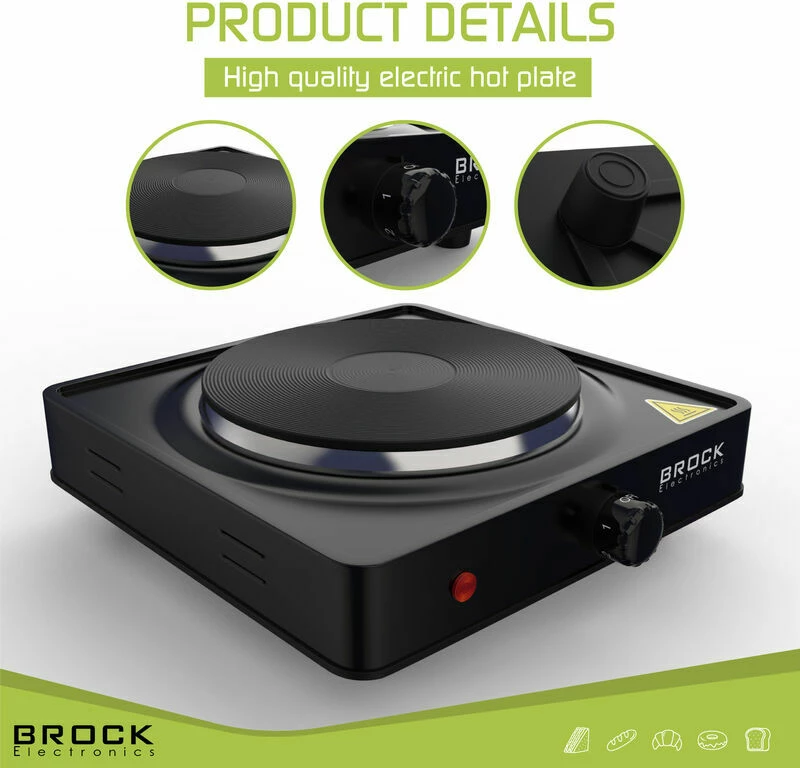 Rešo elektrike Brock EP 100 BK 1500W pllakë 18.5cm, e zezë