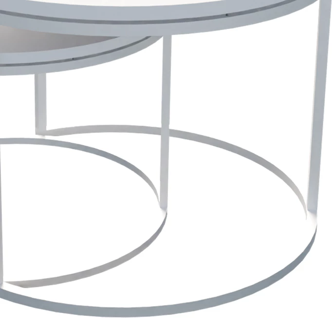 Set tavolinash kafeje Solme, metal dhe melaminë, ngjyrë e bardhë