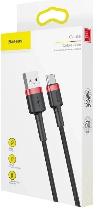 Kabllo Baseus Cafule USB-A/USB-C, 2m, e kuqe-e zezë