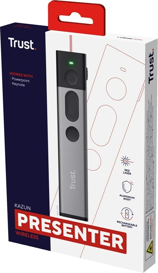 Prezantues wireless Trust Kazun RF, Alumini, i Zi