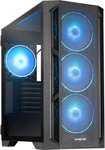 Kasë CHIEFTEC APEX LUMO GA-01B-L-OP, E-ATX/ATX/mATX/mini-ITX, USB3.2 Gen2 Type-C, x4 140mm ARGB PWM fan, tempered glass, e zezë