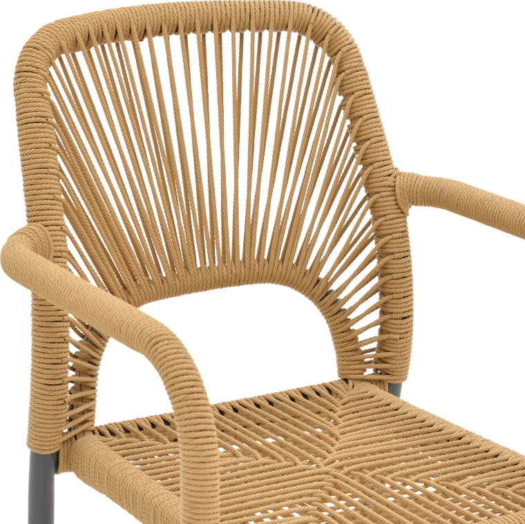 Karrige alumini me krahë Norture, e grumbullueshme, kornizë antracit-ratan natyral, 57x63x82cm