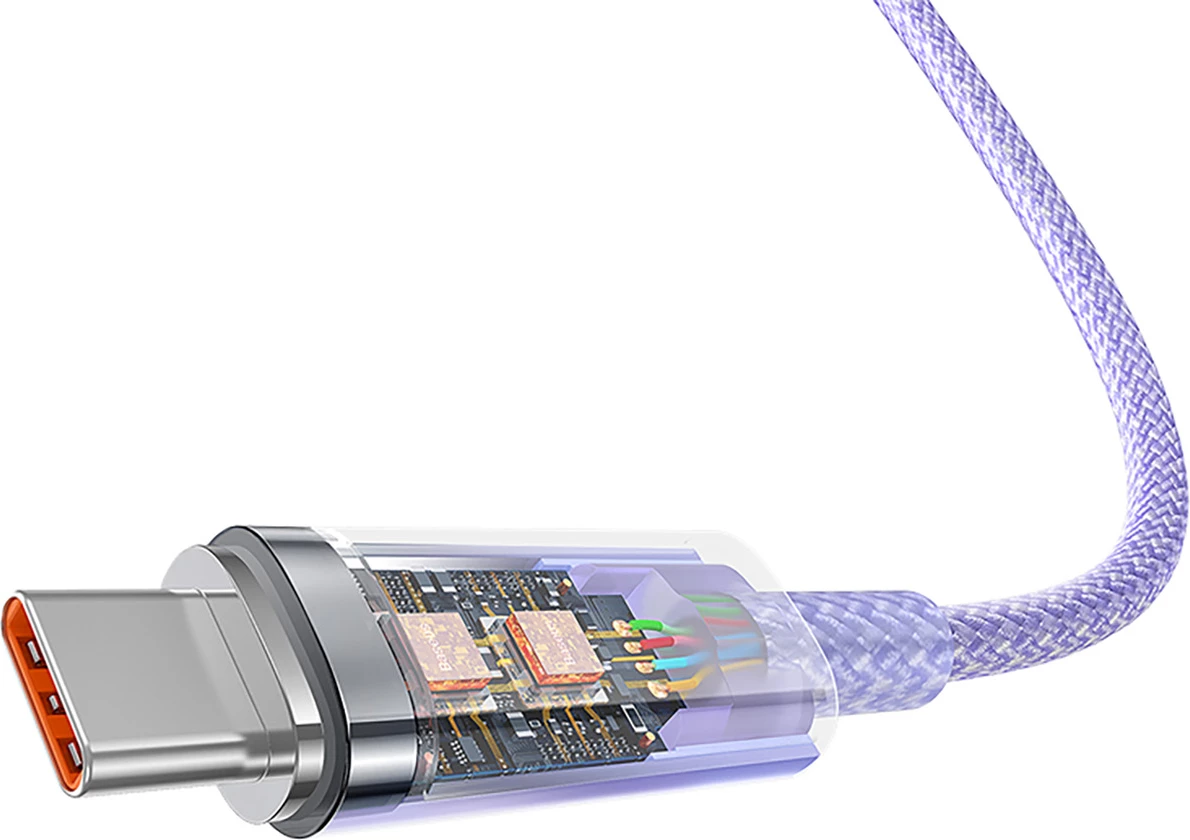 Kabllo Baseus Explorer USB-A në USB-C, 1m, 100W, Violet