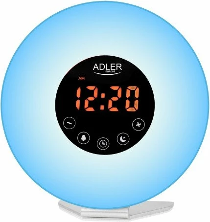 Orë alarmi me dritë Adler AD 1916, simulim lindje dielli, FM radio, USB-C, ndriçim ambient 6 ngjyra, multikolor