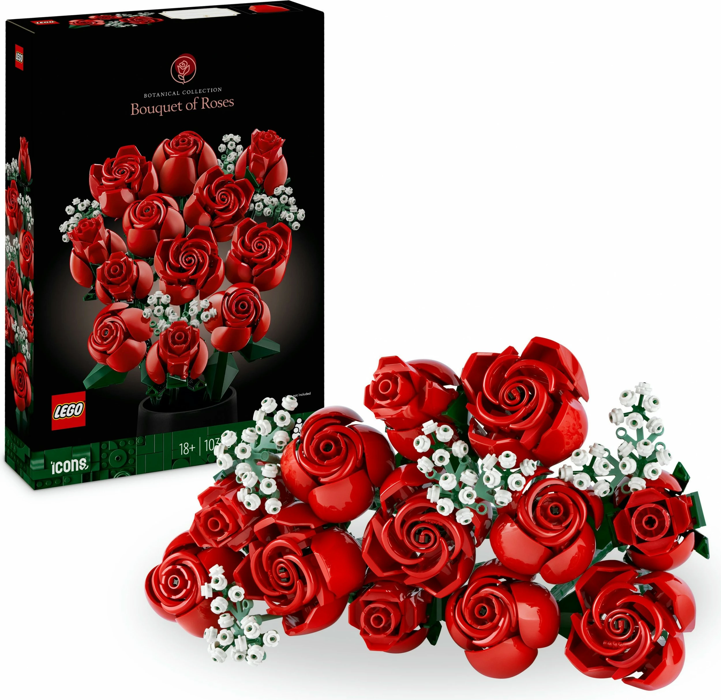 Set ndërtimi LEGO Bouquet of Roses, 822 copë, shumëngjyrësh