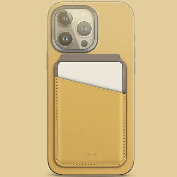 Mbështjellës magnetik për kartela UNIQ Lyden DS, për smartphone, verdhë-gri