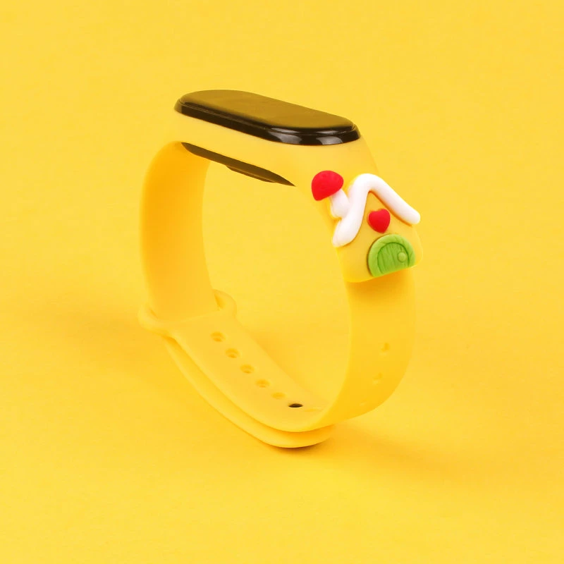 Rrip silikon për Xiaomi Mi Band 5/6 Hurtel, dekor festash, Verdhë