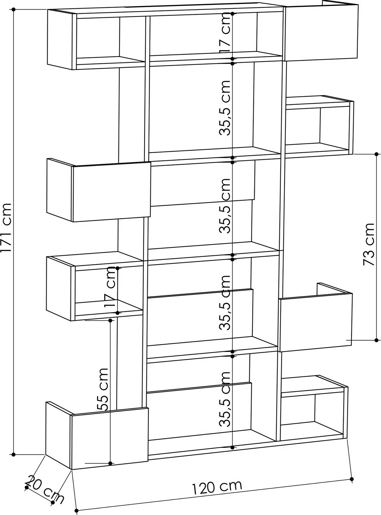 Raft librash Skye Decor, i bardhë, Niho