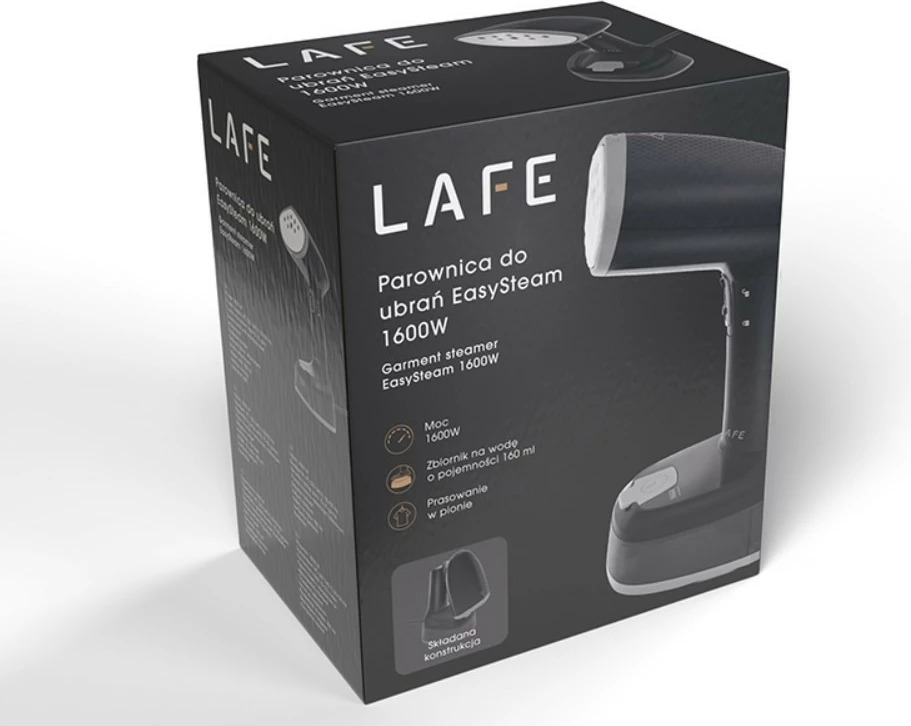 Avullues rrobash, Lafe, EasySteam LAFZEL47580, 1600 W, dalje avulli 15–25 g/min, depo uji 140 ml, dorezë palosëse, i zi