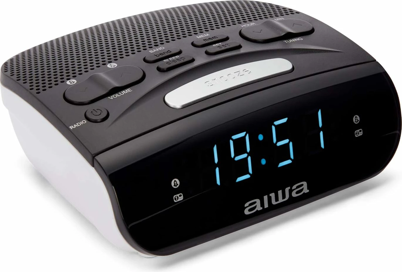 Orë alarmi me radio Aiwa CR-15, MW/FM PLL, dual alarm, ekran LED 0.6", e zezë