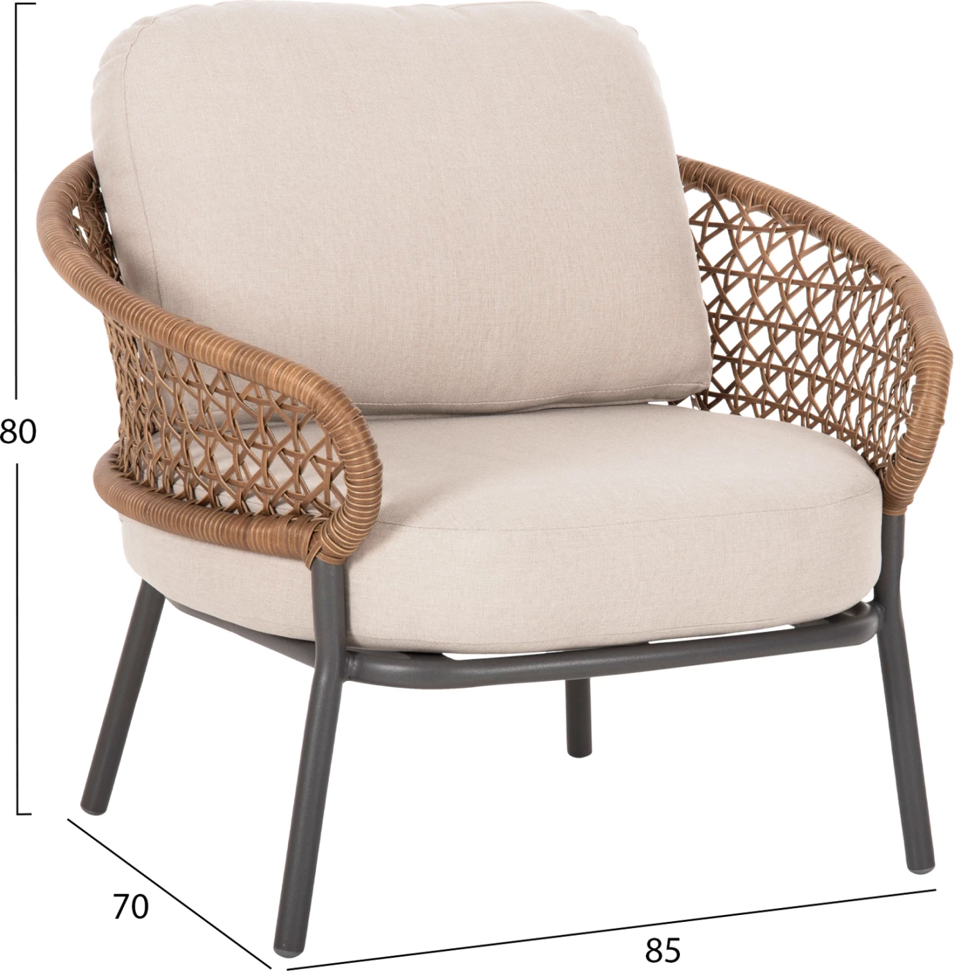 Set salloni për jashtë 5 pjesë BREY FH6079 alumini antracit-kaki PE ratan-bezh jastëkë