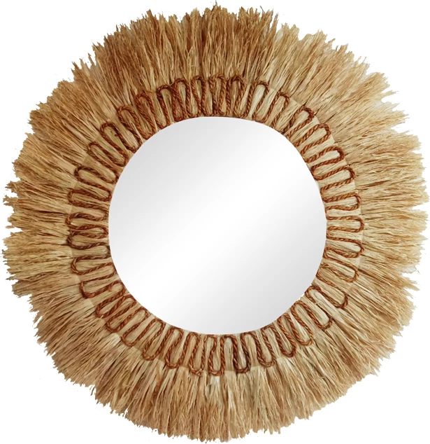 Pasqyrë sisal Oviele Inart, ngjyrë natyrale, D95x4cm