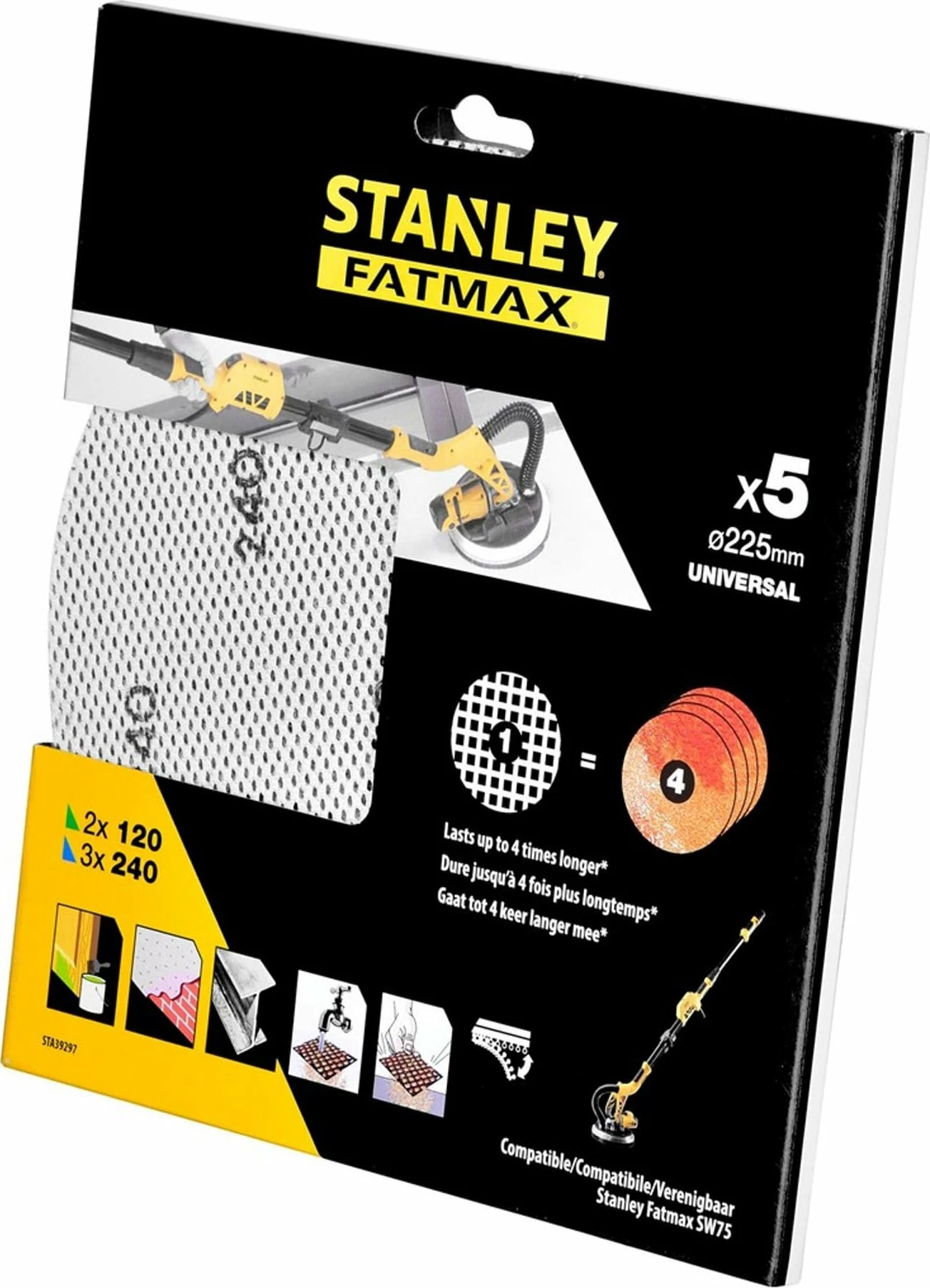 Rrjetë lëmimi Stanley Fatmax STA39297P 225 mm 2x120/3x240 (paketë 5 copë)