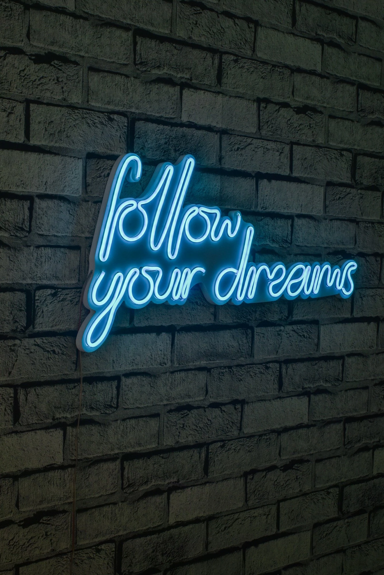 Dekor ndriçues plastik LED, 'Follow Your Dreams', ngjyrë e kaltër