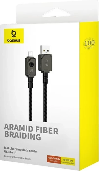 Kabllo Baseus Unbreakable USB A në iP, 1 m, 5V-2.4A, E zezë