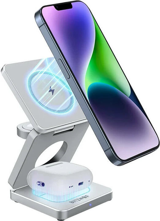 Karikues pa tel 3‑në‑1 BlitzWolf BW-IW30, deri 15W, MagSafe, USB-C
