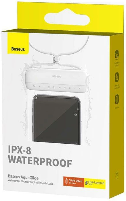 Mbështjellës i papërshkueshëm nga uji për celular Baseus AquaGlide, P60263700213-00, i bardhë