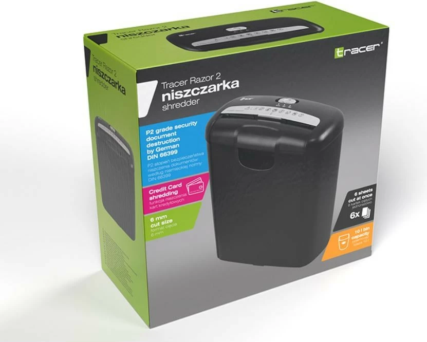 Shkatërrues dokumentesh Tracer Razor 2, 10L, i zi