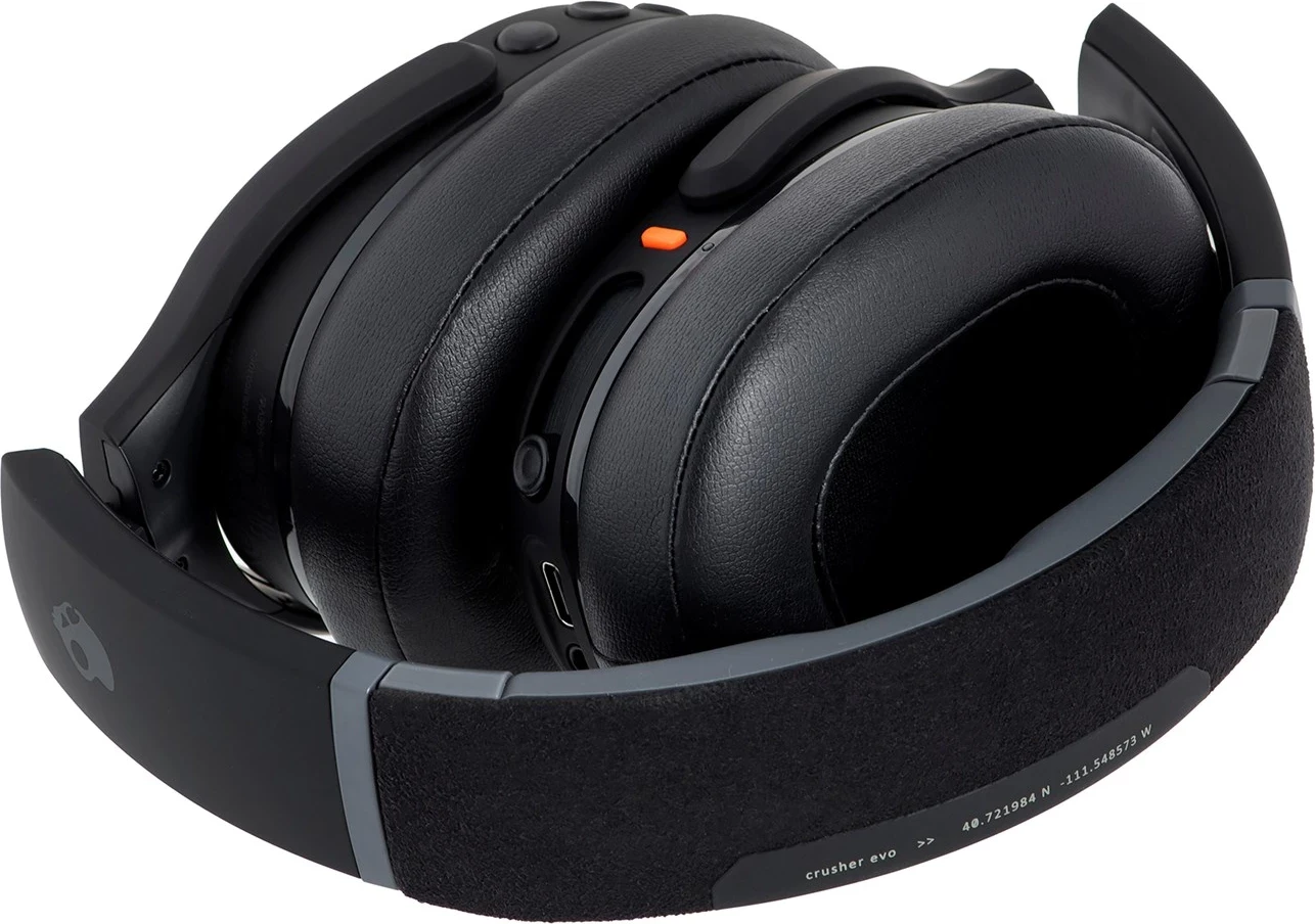 Kufje Skullcandy Crusher Evo, me dhe pa tela, për biseda/muzikë, USB Type-C, Bluetooth, ngjyrë e zezë